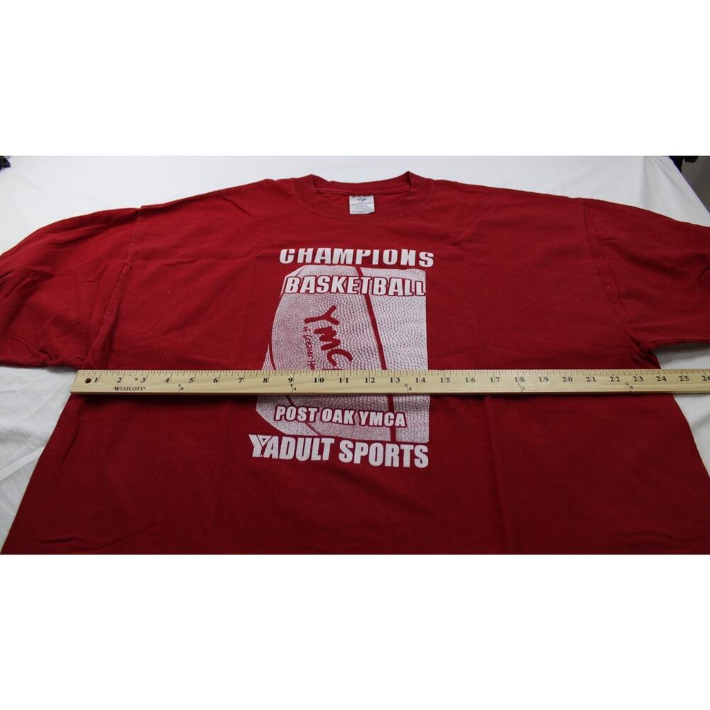 Jerzees Basketball T-Shirt Heavyweight Mens 2XL Red Crew Neck Short Sleeve - Picture 7 of 9
